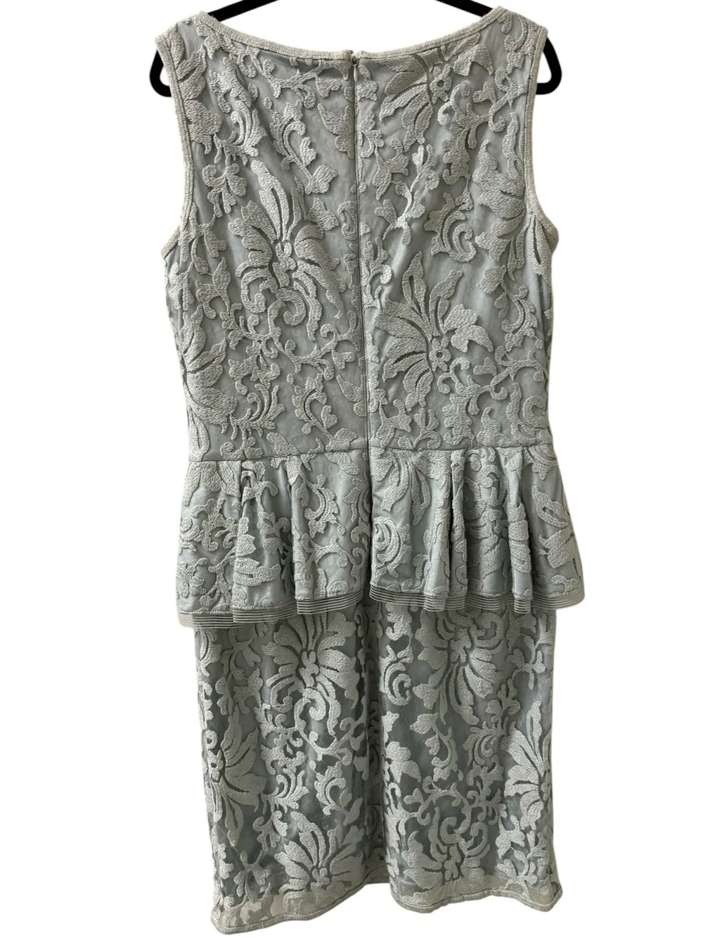 Tadashi Shoji Light Sage Green Lace Peplum Cocktail Dress - Picture 3 of 4
